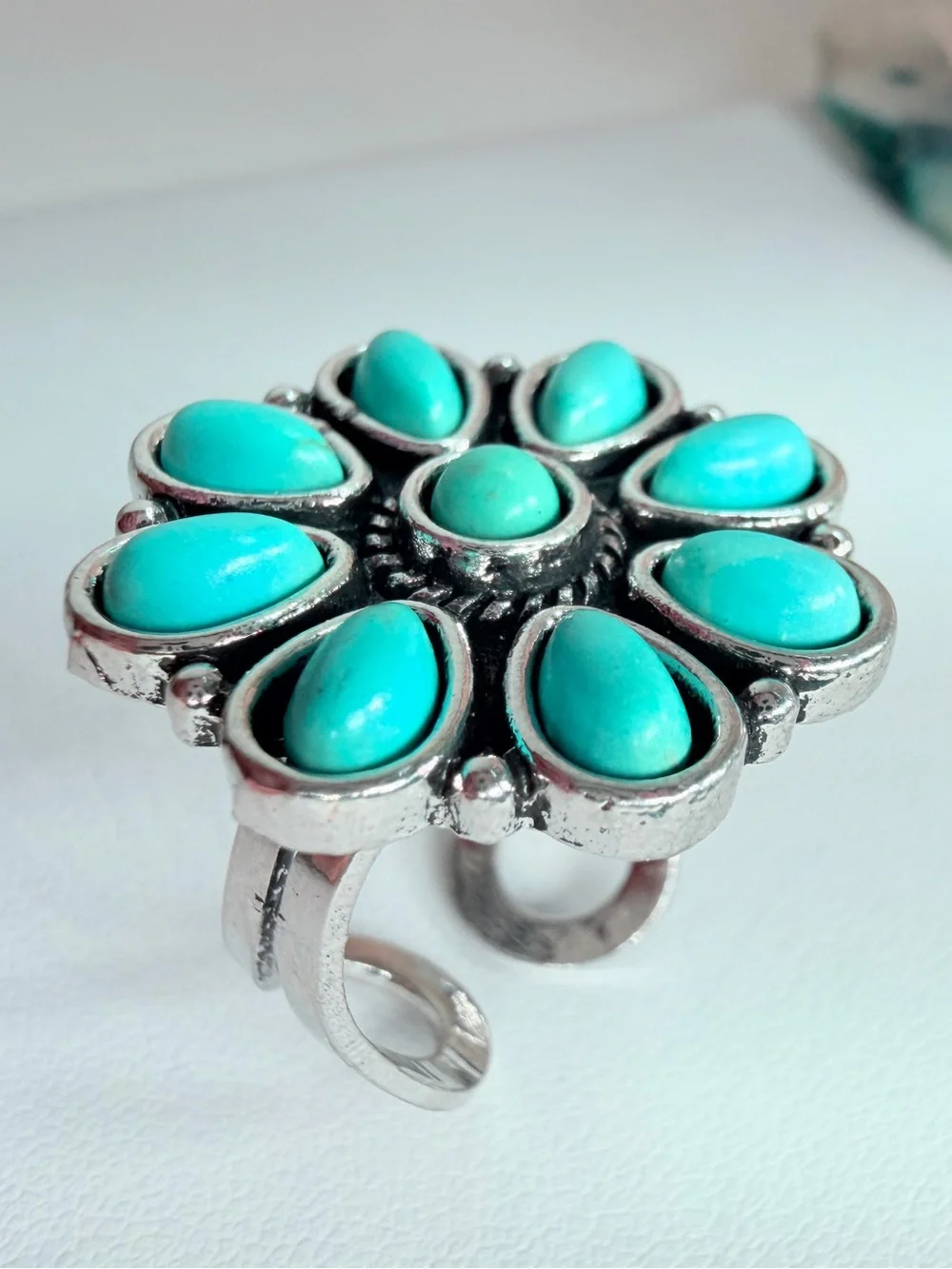 Turquoise Floral Statement Ring - Women's Jewelry